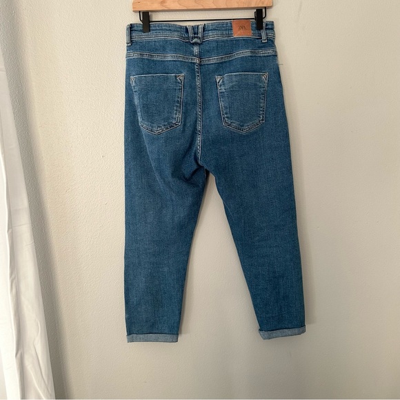 Zara (8) Cropped and Cuffed Dark Wash Blue Denim - Picture 9 of 13